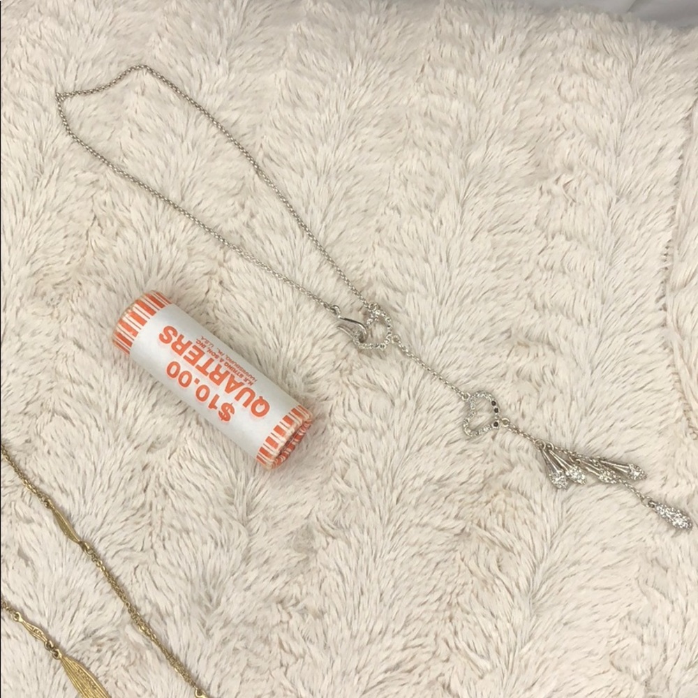 Heart rhinestone long necklace